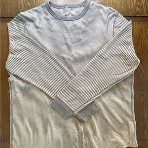 American Eagle Outfitters Gray and White Striped Long Sleeve Tee